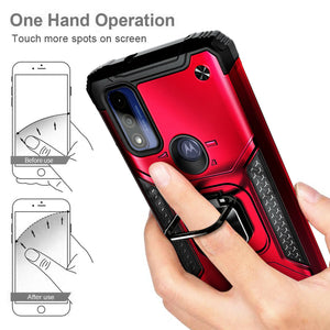 Metallic Shockproof Ring Kickstand [Moto G Pure] Case - Red-MyPhoneCase.com