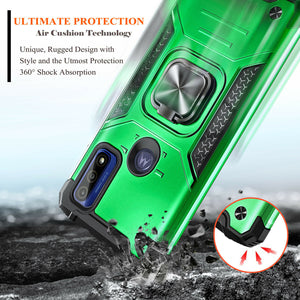 Metallic Shockproof Ring Kickstand [Moto G Pure] Case - Green-MyPhoneCase.com