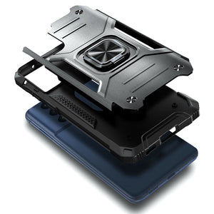 Metallic Shockproof Ring Kickstand [Galaxy S21 FE] Case - Black-MyPhoneCase.com