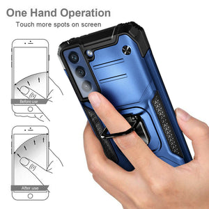 Metallic Shockproof Ring Kickstand [Galaxy S21 FE] Case - Blue-MyPhoneCase.com