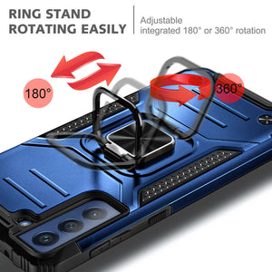 Metallic Shockproof Ring Kickstand [Galaxy S21 FE] Case - Blue-MyPhoneCase.com