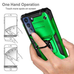Metallic Shockproof Ring Kickstand [Galaxy S21 FE] Case - Green-MyPhoneCase.com