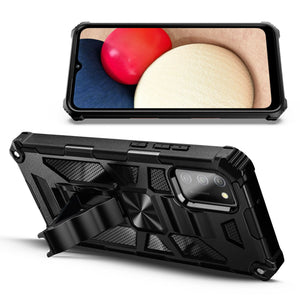 Max Armor Full-Body Kickstand [Galaxy A03s] Case + Tempered Glass - Black-MyPhoneCase.com