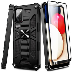 Max Armor Full-Body Kickstand [Galaxy A03s] Case + Tempered Glass - Black-MyPhoneCase.com