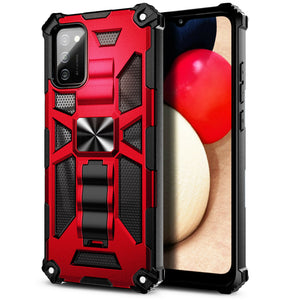 Max Armor Full-Body Kickstand [Galaxy A03s] Case + Tempered Glass - Red-MyPhoneCase.com