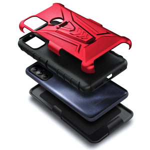 Full-Body Defender [moto g power 2022] Case Holster Belt Clip - Red-MyPhoneCase.com