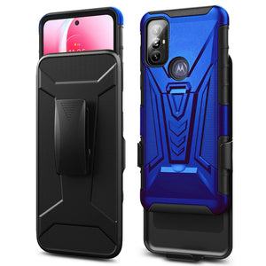 Full-Body Defender [moto g power 2022] Case Holster Belt Clip - Blue-MyPhoneCase.com