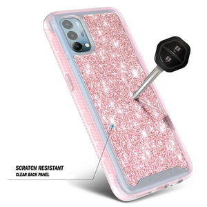 Full Body Built-In Screen Protector [OnePlus Nord N200 5G] Case - Pink Glitter-MyPhoneCase.com