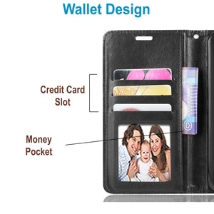 Premium Leather [Moto G Power 2021] Wallet Case w/ Card Holder - Black-MyPhoneCase.com