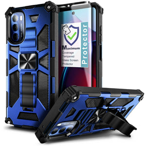 Max Armor [moto g stylus 5G 2022] Metal Kickstand Case - Blue-MyPhoneCase.com
