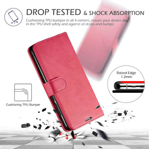 Premium Leather Folio [Galaxy S21 FE] Wallet Case w/ Card Holder - Pink-MyPhoneCase.com