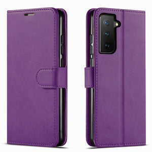 Premium Leather Folio [Galaxy S21 FE] Wallet Case w/ Card Holder - Purple-MyPhoneCase.com