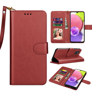 Premium Leather Folio [Galaxy A53 5G / UW] Wallet Case Card Holder - Red-MyPhoneCase.com