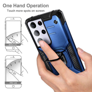 Metallic Shockproof [Galaxy S21] Ring Kickstand Case - Blue-MyPhoneCase.com
