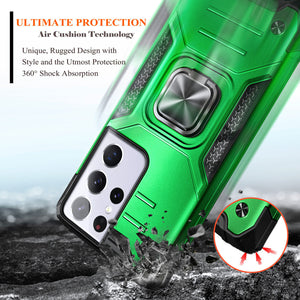 Metallic Shockproof [Galaxy S21] Ring Kickstand Case - Green-MyPhoneCase.com
