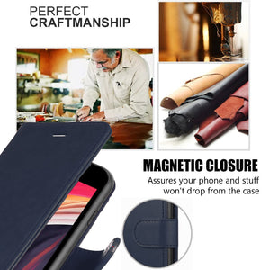 Premium Leather [Moto G Power 2021] Wallet Case w/ Card Holder - Blue-MyPhoneCase.com