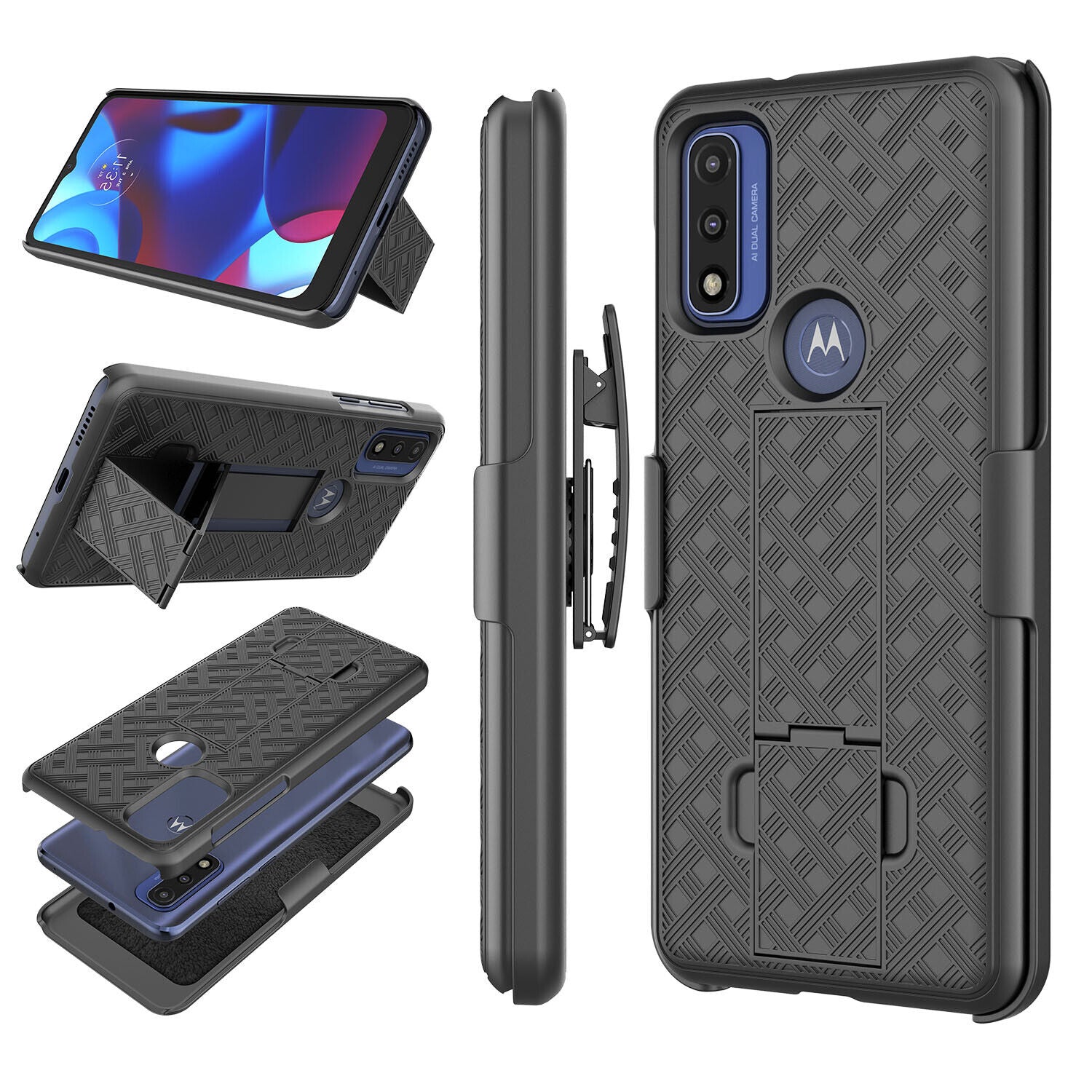 Slim Rugged Fitted Shell Moto G Power 2022 Case with Holster Belt Clip