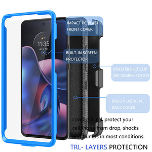 Full Body Defender [Motorola edge 2022] Case w/ Belt Clip Holster - Blue-MyPhoneCase.com