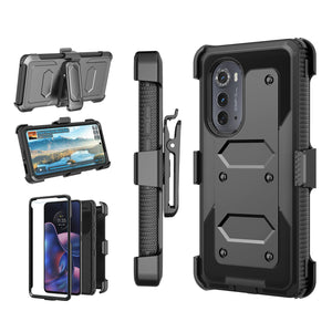 Full Body Defender [Motorola edge 2022] Case w/ Belt Clip Holster - Black-MyPhoneCase.com