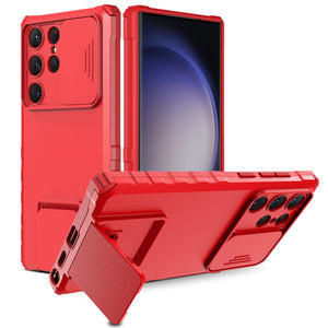 Heavy Duty Full-Body [Galaxy S23 Case] w/ Rugged Stand - Red-MyPhoneCase.com