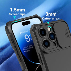 Heavy Duty Full-Body [iPhone 14 Pro Max Case] Case w/ Rugged Stand - Black-MyPhoneCase.com