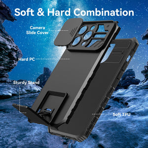 Heavy Duty Full-Body [iPhone 14 Pro Case] Case w/ Rugged Stand - Black-MyPhoneCase.com