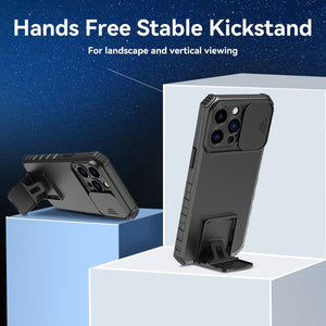 Heavy Duty Full-Body [iPhone 14 Pro Case] Case w/ Rugged Stand - Black-MyPhoneCase.com