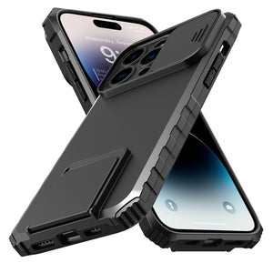 Heavy Duty Full-Body [iPhone 14 Case] Case w/ Rugged Stand - Black-MyPhoneCase.com