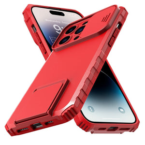 Heavy Duty Full-Body [iPhone 14 Pro Max Case] Case w/ Rugged Stand - Red-MyPhoneCase.com