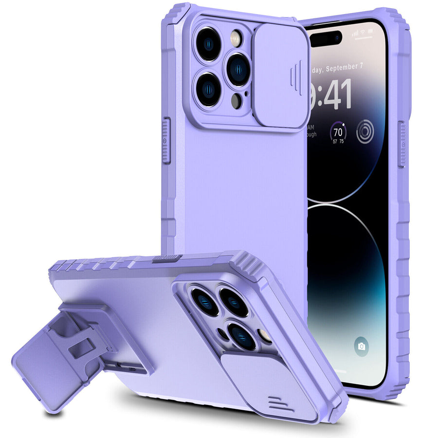 Heavy Duty Full-Body [iPhone 14 Case] Case w/ Rugged Stand - Purple-MyPhoneCase.com