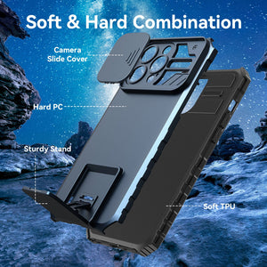 Heavy Duty Full-Body [iPhone 14 Pro Case] Case w/ Rugged Stand - Navy-MyPhoneCase.com