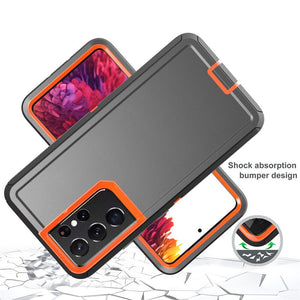 Heavy Duty Defender Galaxy Note 20 Ultra Case Belt Clip Holster - Black/Orange-MyPhoneCase.com