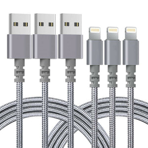 [3-Pack] Certified Apple Lightning Cable Charger Nylon Cord Tangle-MyPhoneCase.com
