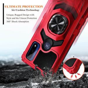 Max Armor Ring Holder Kickstand [Moto G Pure] Case - Red-MyPhoneCase.com