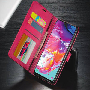 Premium Leather [Galaxy S22] Flip Wallet Case w/ Card Holder - Pink-MyPhoneCase.com