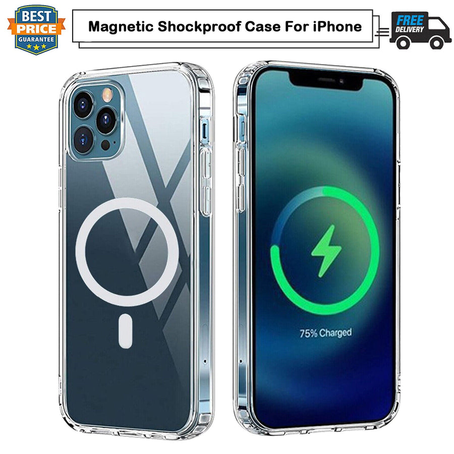 Shockproof Crystal iPhone 12 Pro Max Magnetic Mag-Safe Case - Clear-MyPhoneCase.com