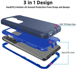 Heavy Duty Defender Galaxy S21 Plus 5G Case Belt Clip holster - Navy/Blue-MyPhoneCase.com