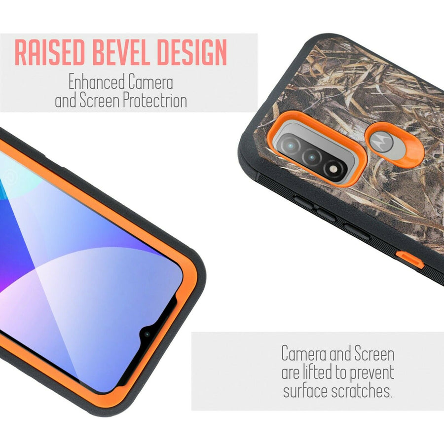 Heavy Duty Rugged Defender [Moto G Pure] Case Holster - RealTree Camo/Blaze-MyPhoneCase.com