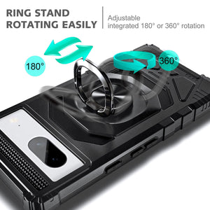 Max Armor Ring Holder Kickstand [Google Pixel 7 Pro] Case - Black-MyPhoneCase.com