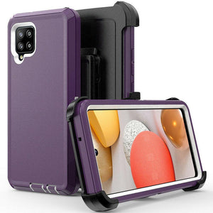 Heavy Duty Rugged Defender [Galaxy A42 5G] Case - Purple/White-MyPhoneCase.com