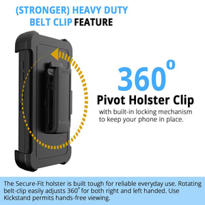 Rugged Defender-Pro iPhone 12 Pro Max Case Belt Clip Holster - Black/Black-MyPhoneCase.com