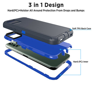 Rugged Defender Pro-Armor [iPhone 12 / 12 Pro] Case Holster - Navy/Blue-MyPhoneCase.com