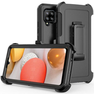 Heavy Duty Rugged Defender [Galaxy A42 5G] Case - Black/Black-MyPhoneCase.com