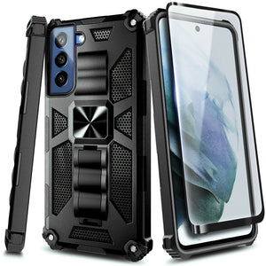 Max Armor Metal Kickstand [Galaxy S21 FE] Case - Black-MyPhoneCase.com