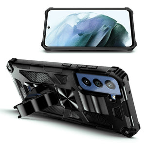 Max Armor Metal Kickstand [Galaxy S21 FE] Case - Black-MyPhoneCase.com