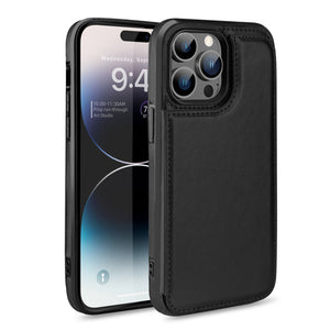 Slim Leather Back Cover [iPhone 14 Pro Max] Wallet Case w/ Card Holder - Black-MyPhoneCase.com