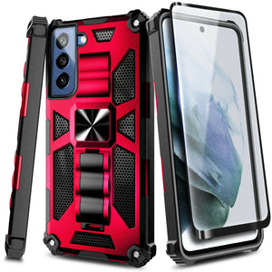 Max Armor Metal Kickstand [Galaxy S21 FE] Case - Red-MyPhoneCase.com