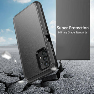 Heavy Duty Rugged Defender Galaxy A02s Case w/ Holster - Black/Black-MyPhoneCase.com