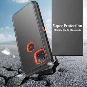 Heavy Duty Defender [Moto one 5G ace] Case Belt Clip Holster - Black/Orange-MyPhoneCase.com