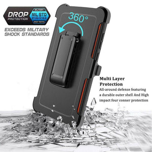 Heavy Duty Defender [Galaxy A23 5G] Case w/ Belt Clip Holster - Black/Orange-MyPhoneCase.com